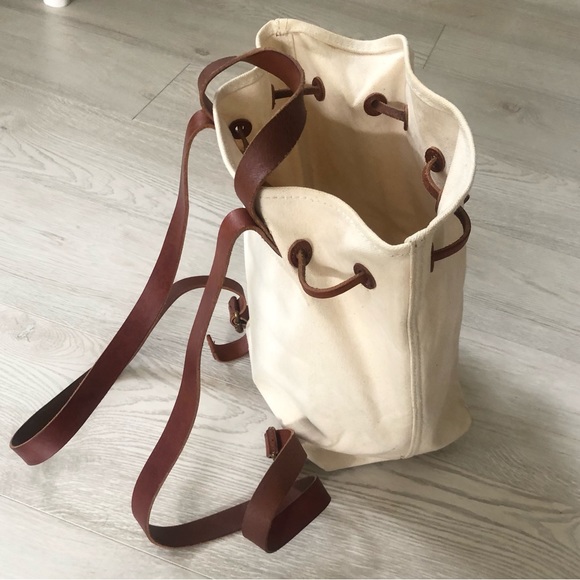Madewell Canvas Leather Somerset Drawstring Backpack Purse - Picture 12 of 16